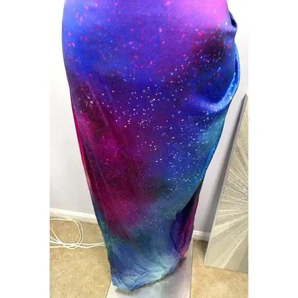 Retrofete Purple Solar Marlene Silk Cowl Neck Maxi Dress Size Small - Picture 5 of 8